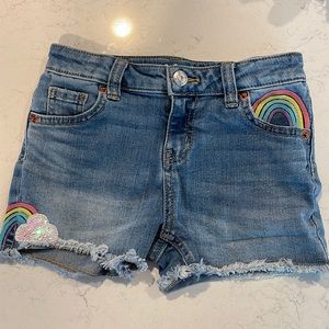 Cat and Jack denim shorts with rainbow detail